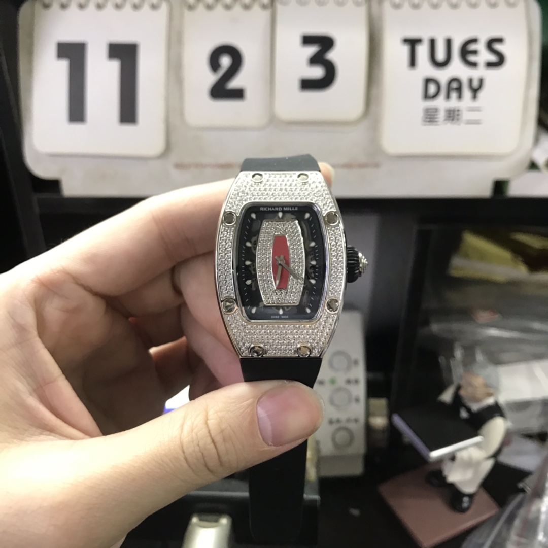 Richard Mille Women's Collection series RM 07-01, Red Lips Full Diamond Design, 45.66 x 31.40mm size.