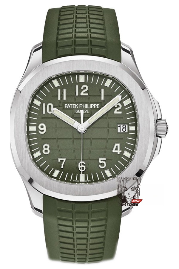 Patek Philippe Aquanaut Series 5168G-010, Green Dial Green Rubber Strap, 42.2mm Size.