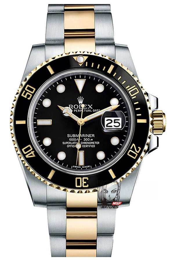 Rolex Submariner Series 116613LN-0001, Two-Tone Black Submariner, 40mm size.