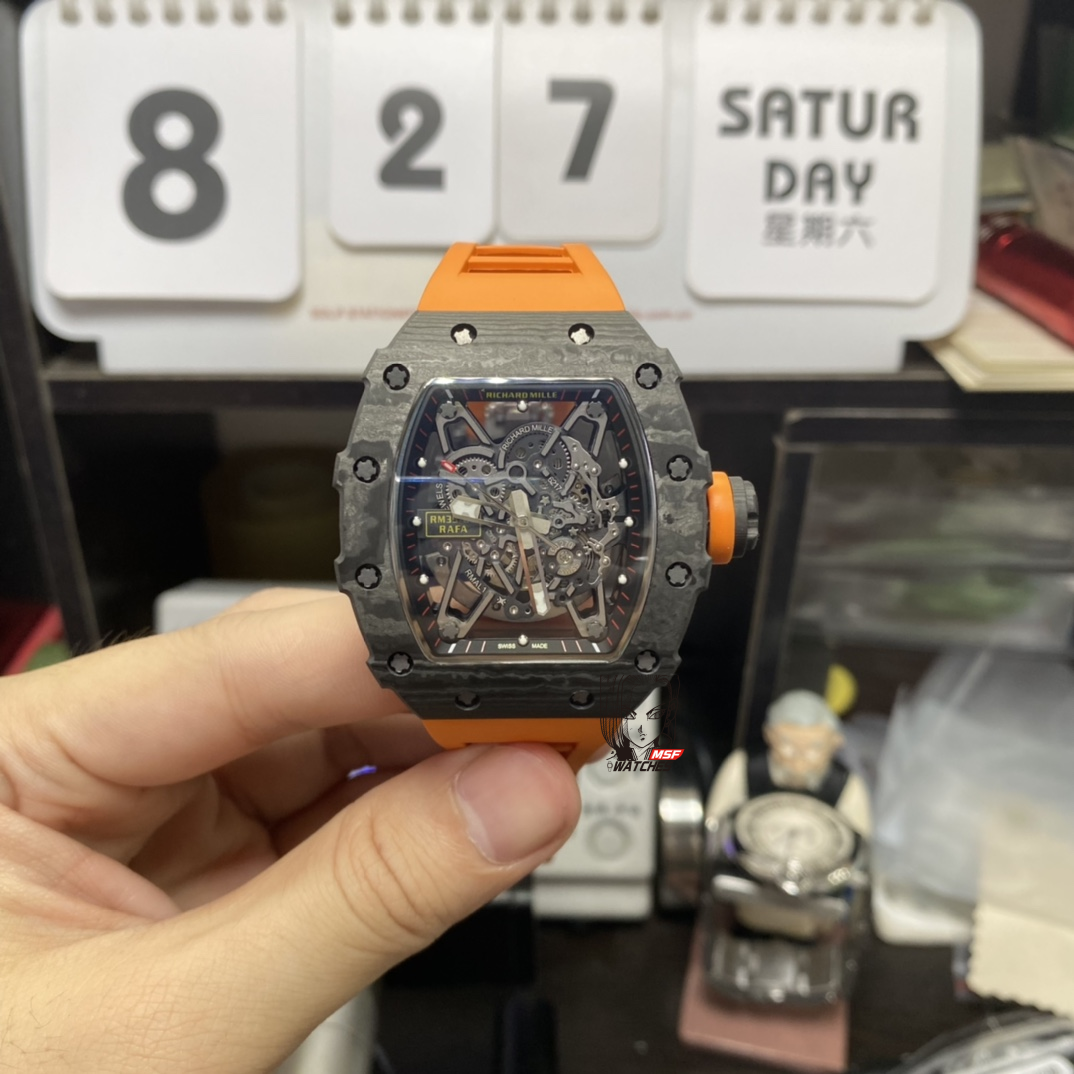 Richard Mille Men's Collection series RM35-02, Carbon Fiber Case, Malaysian Rubber Strap.