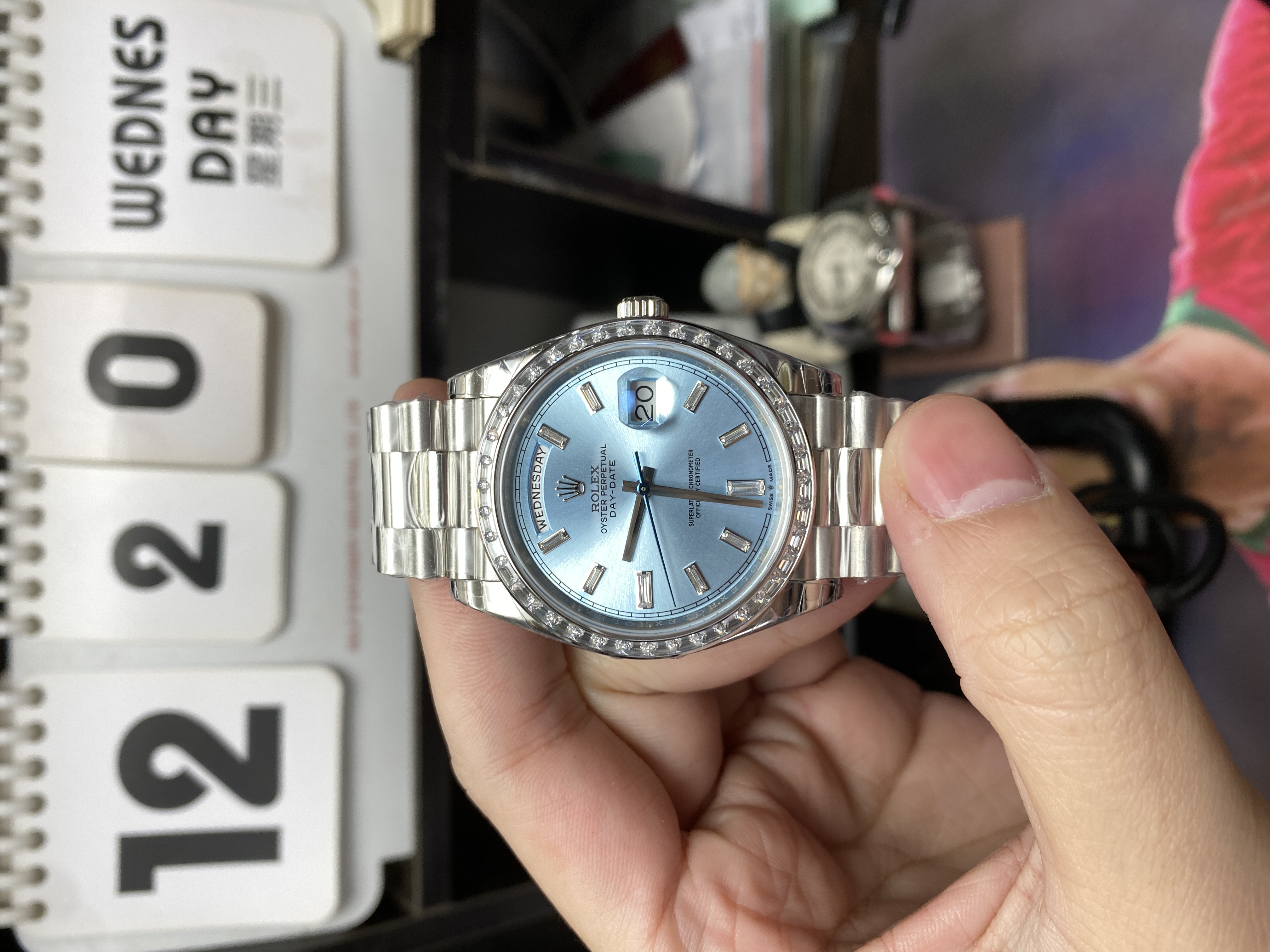 Rolex Day-Date series  Ice blue dial with diamond bezel M228396TBR-0039 40mm
