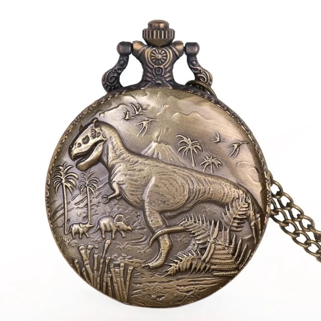 Vintage Bronze Chinese Style Dragon Design Quartz Pocket Watch With Necklace Chain Best Gift CF1039