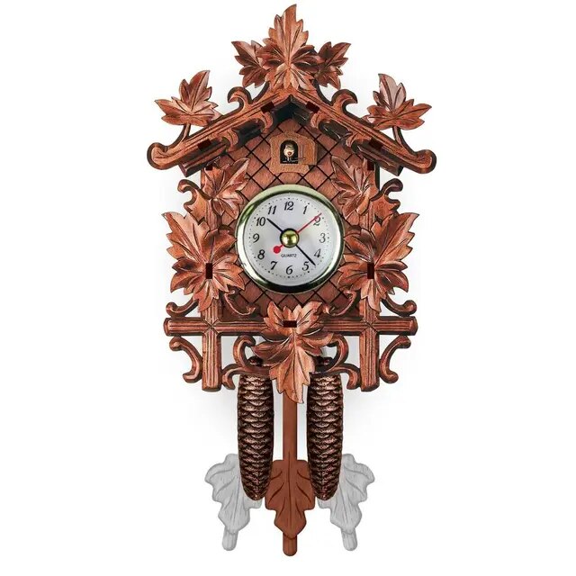Clock Wall Wooden Wood Pendulum Vintage Clocks Cuckoo Kids Bird Hanging Retro 3D Chiming Decor Forest Silent Decorative Room