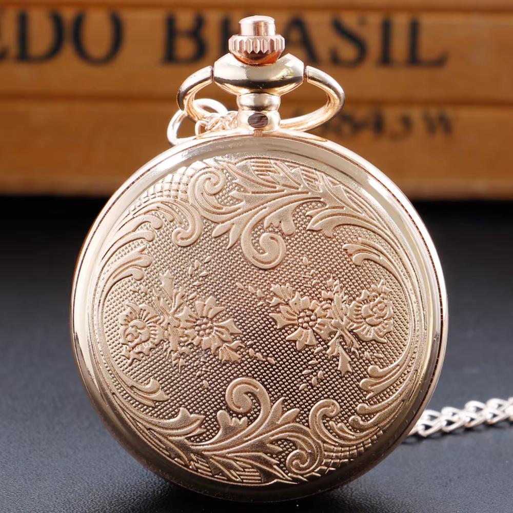 Gold Diamond Design Fashion Quartz Pocket Watch Women's Retro Jewelry Necklace Birthday Timepiece Anniversary Gift XH1007