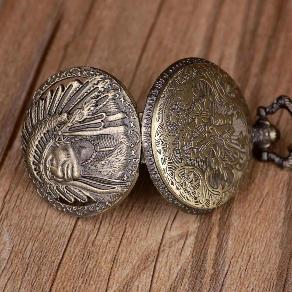 Collectible Souvenir Pendant Vintage Indian Design Pattern Pocket Watch For Men Personalised Antique Necklace Quartz Watches