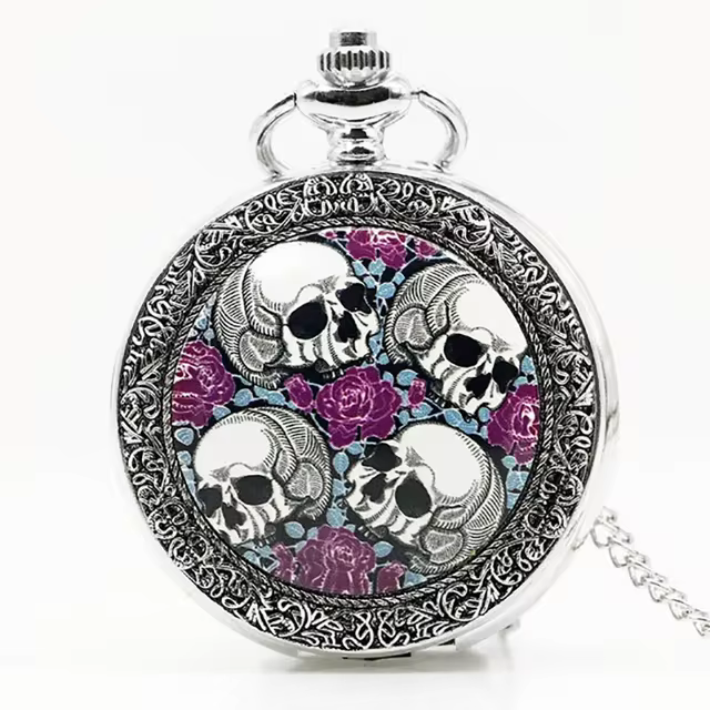 Best Selling Skull Theme Quartz Pocket Watches Unisex Fob Retro Pendant Chain Gift for Men Women Full Hunter Pocket Watch